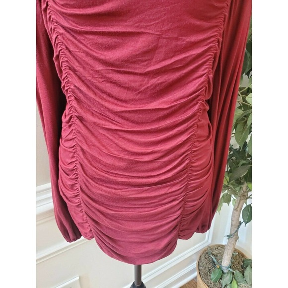 Grace Karin Womens Solid Red Rayon Round Neck Long Sleeve Casual Blouse Size 2XL - Picture 4 of 12